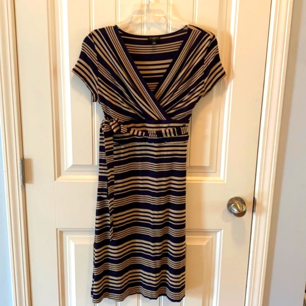 Talbots Petite Navy and Tan Dress - Small